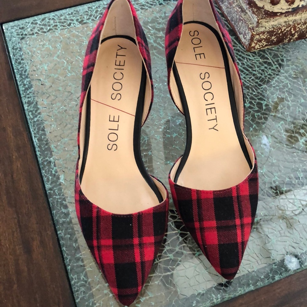 Red tartan plaid d’orsay pump by Sole Society
